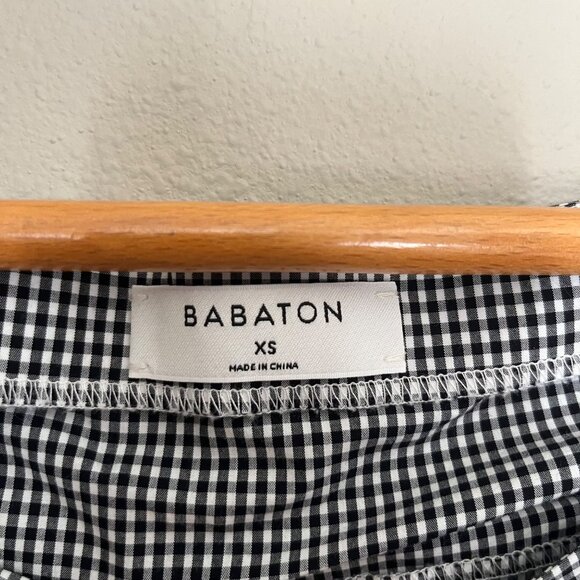 Aritzia Babaton Off Shoulder Shirt Size XS Cotton Gingham - Picture 3 of 6